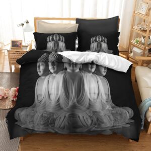 Parure de lit bouddha roi noir et blanc, bonne qualité et à la mode sur un lit dans une maison