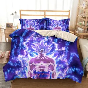 Parure de lit Dragon Ball Ultra Instinct. Bonne qualité, confortable et à la mode sur un lit dans une maison