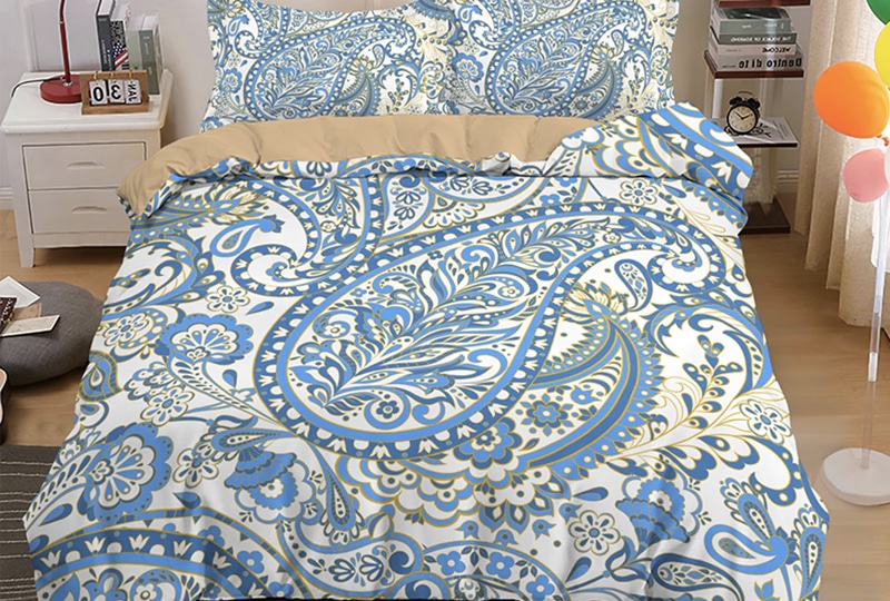 Parure de lit bohème blanc et bleu - Ma Parure