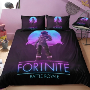 Parure de lit Fortnite Space Wings. Bonne qualité et à la mode sur un lit dans une maison