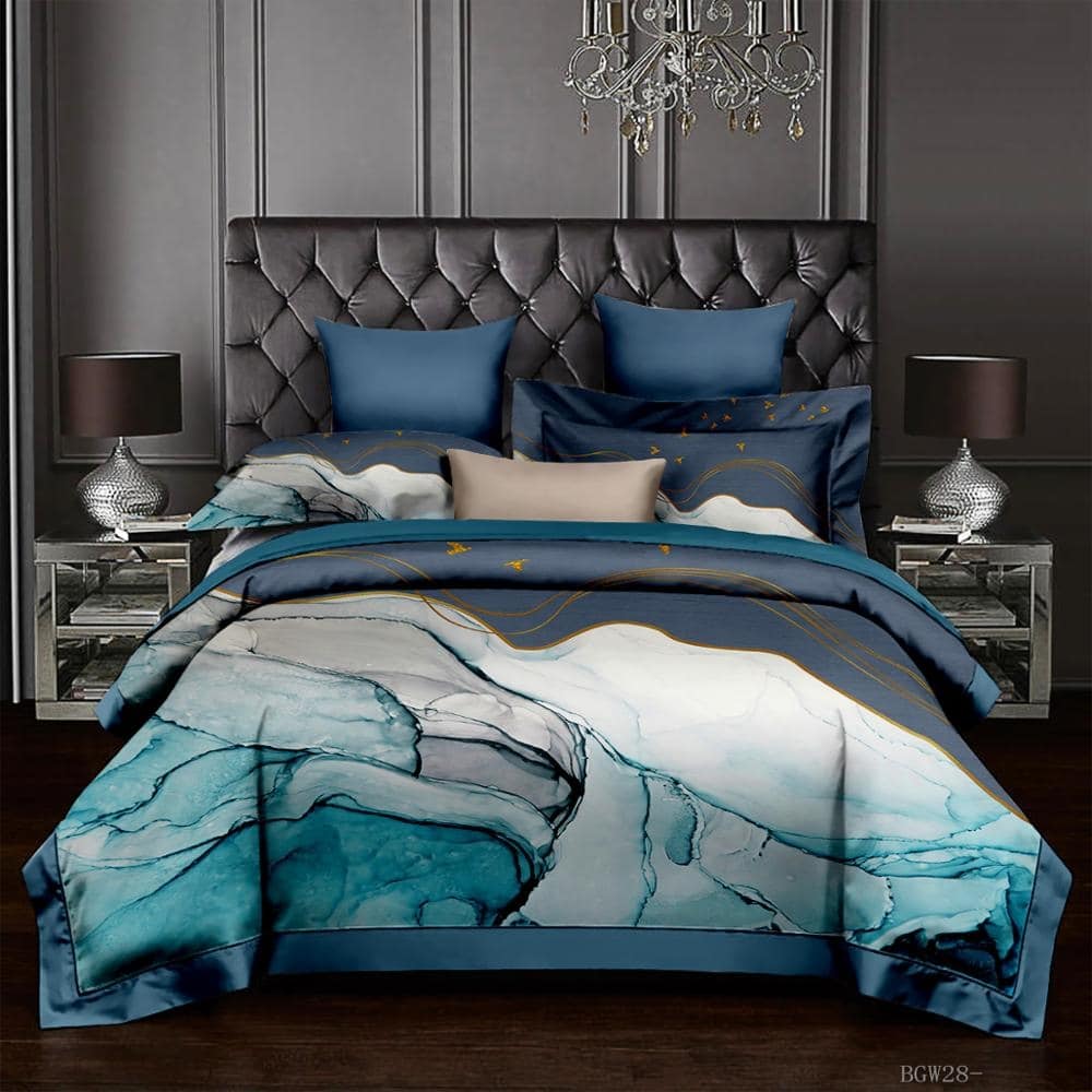 Parure de lit luxueuse bleue
