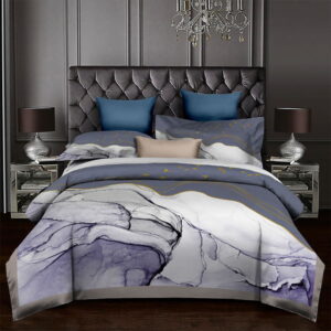 Parure de lit ananas dessinés. Bonne qualité, confortable et à la mode sur un lit dans une maison