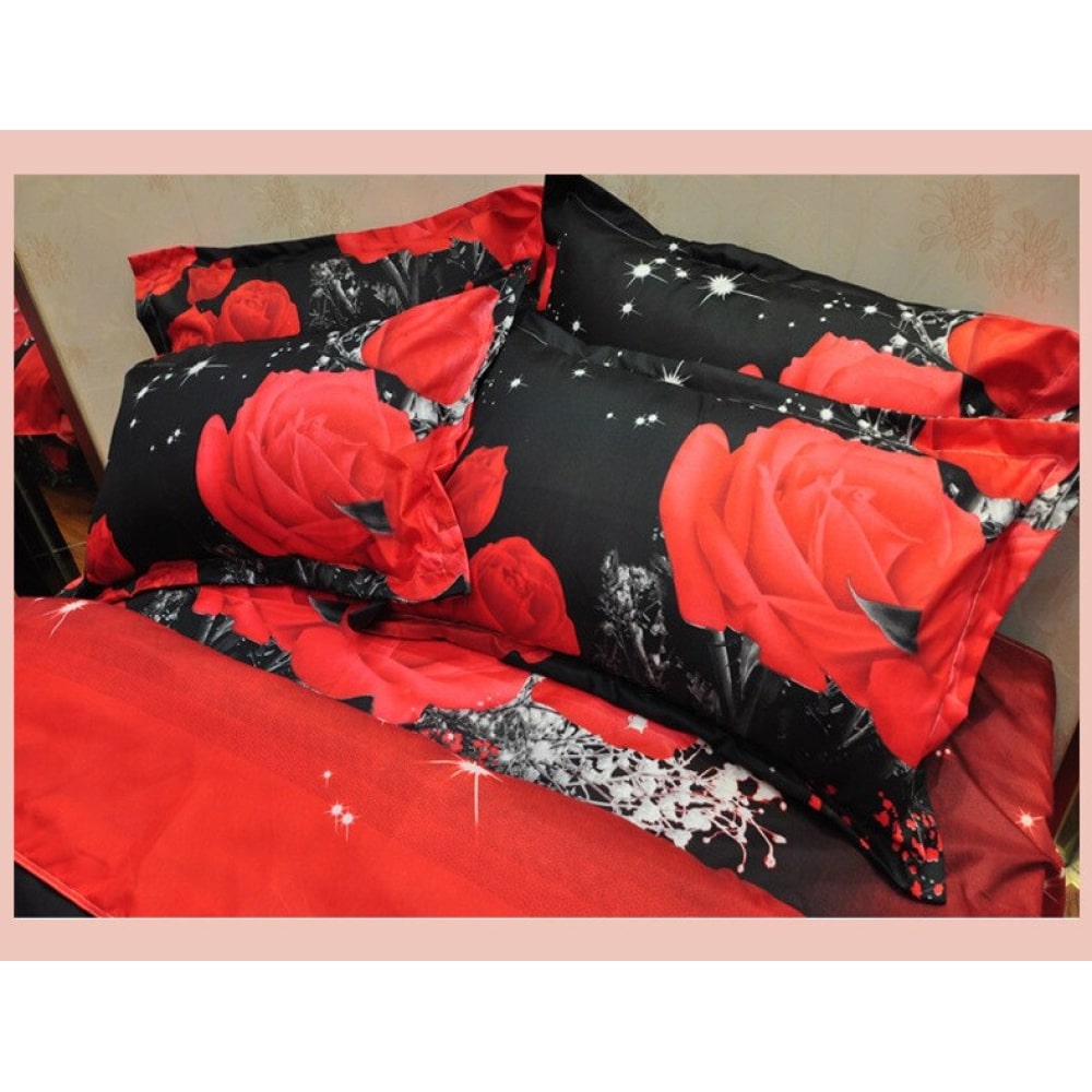 Parure de lit noir et roses rouges 12411 3b583e