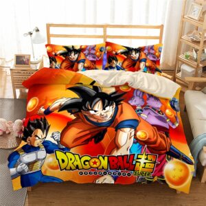 Parure de lit Dragon Ball Super, bonne qualité, confortable sur un lit dans une maison