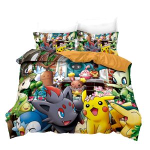 Parure de lit univers Pokémon, bonne qualité, confortable et à la mode sur un lit dans une maison