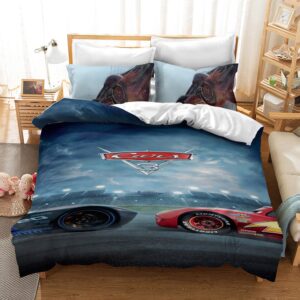 Parure de lit Cars 3. Bonne qualité, confortable et à la mode sur un lit dans une maison