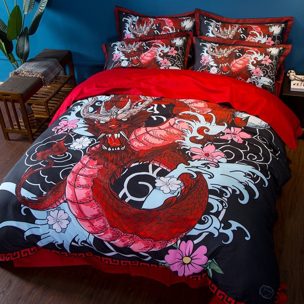 Parure de lit grand dragon rouge 20238 eac9d0