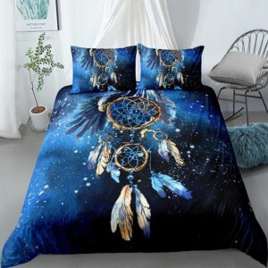 Parure de lit attrape-rêves dans les étoiles. Bonne qualité, confortable et à la mode sur un lit dans une maison