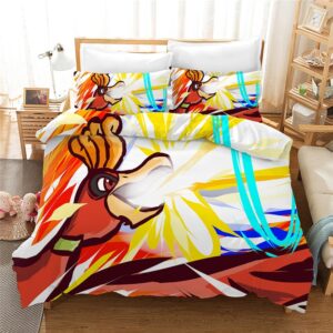 Parure de lit Pokémon Ho-Oh. Bonne qualité, confortable et à la mode sur un lit dans une maison