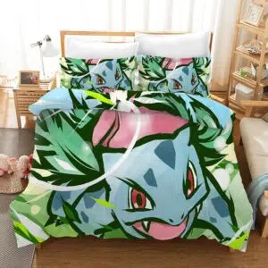 Parure de lit Pokémon Pyroli. Bonne qualité, confortable et à la mode sur un lit dans une maison