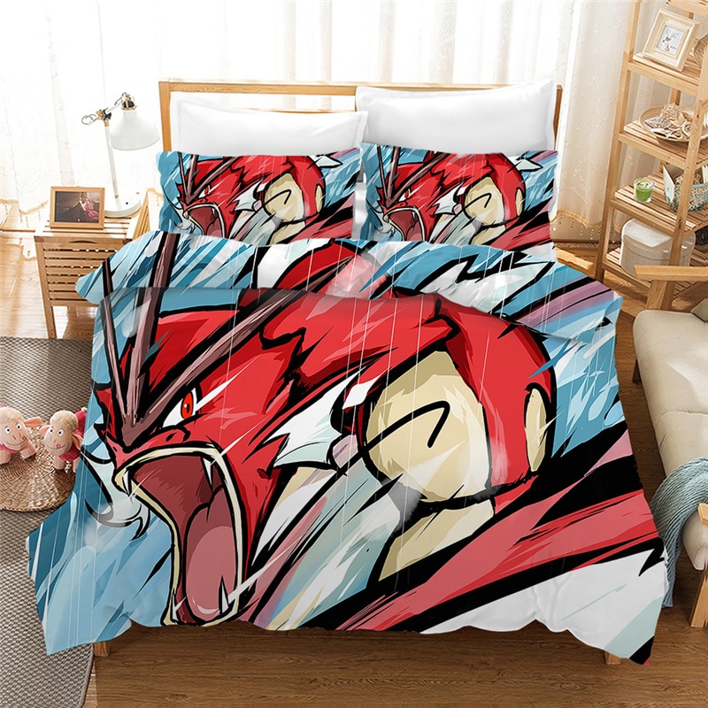 Parure de lit Pokémon Léviator. Bonne qualité, confortable et à la mode sur un lit dans une maison