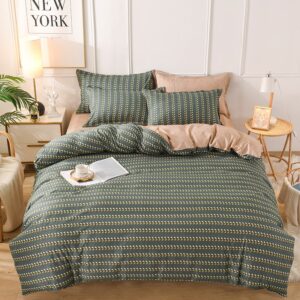 Parure de lit verte épis. Bonne qualité, confortable et à la mode sur un lit dans une maison