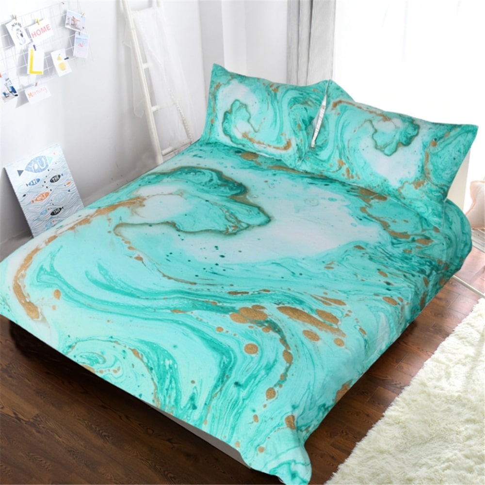 Parure de lit turquoise effet peinture 23750 9c504f