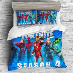 Parure de lit Fortnite Héro de Marvel. Bonne qualité, confortable et à la mode sur un lit dans une maison