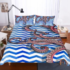 Parure de lit poulpe marin. Bonne qualité, confortable et à la mode sur un lit dans une maison