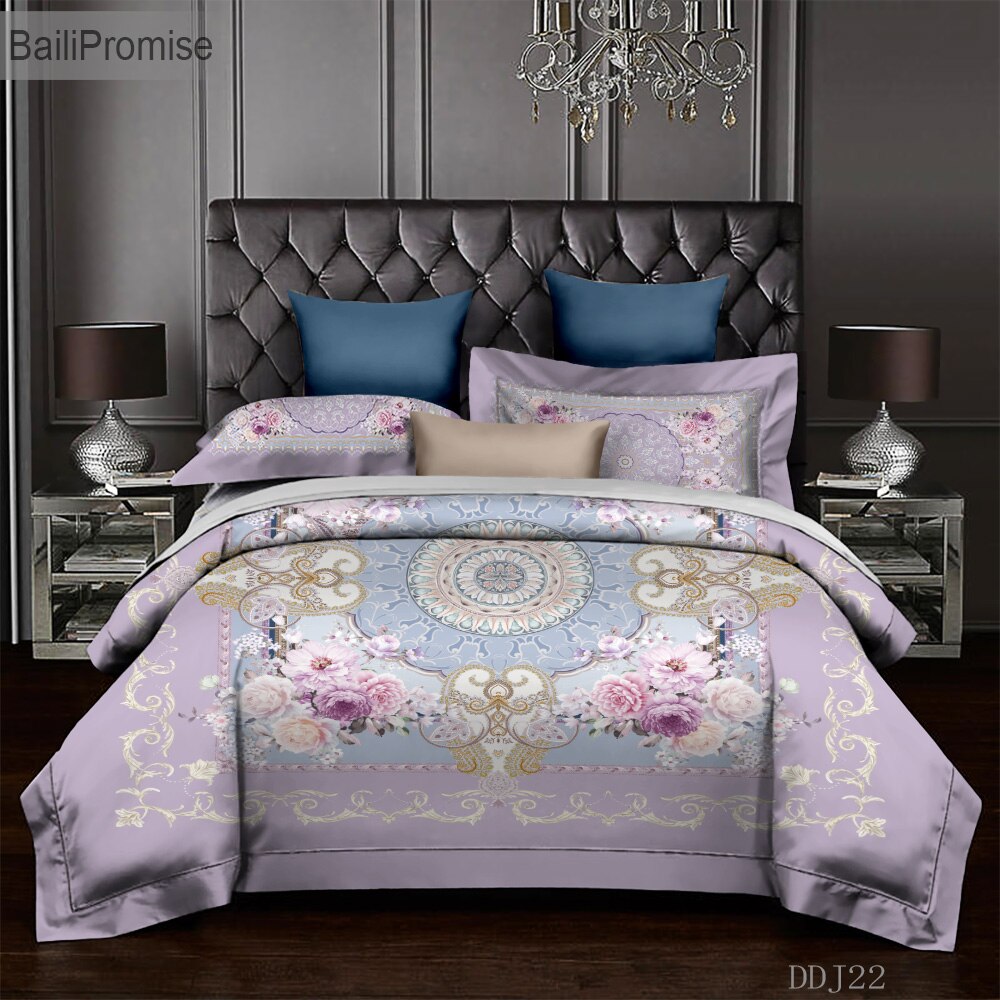 Parure de lit rose royal style européen. Bonne qualité, confortable et à la mode sur un lit dans une maison