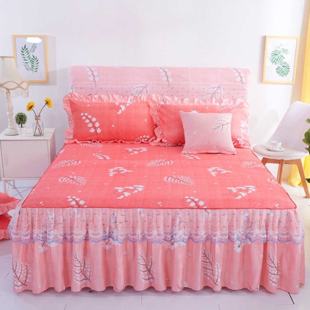 Parure de lit rose avec des feuilles 2910 52f010
