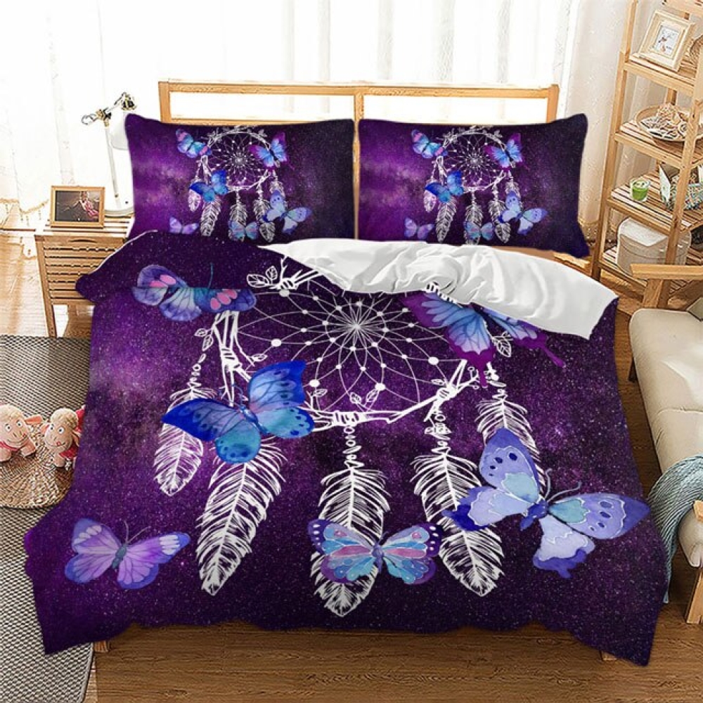 Parure de lit attrape rêve motif papillon. Bonne qualité, confortable et à la mode sur un lit dans une maison