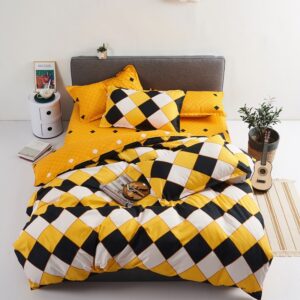 Parure de lit carreaux tricolore très douce. Bonne qualité, confortable et à la mode sur un lit dans une maison