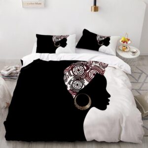 Parure de lit femme africaine. Bonne qualité, confortable et à la mode sur un lit dans une maison