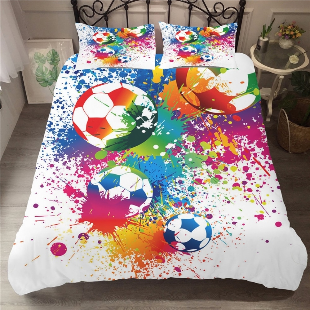 Parure de lit colorée ballon de football 39243 f9c97e