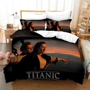 Parure de lit Jack et Rose Titanic. Bonne qualité, confortable et à la mode sur un lit dans une maison