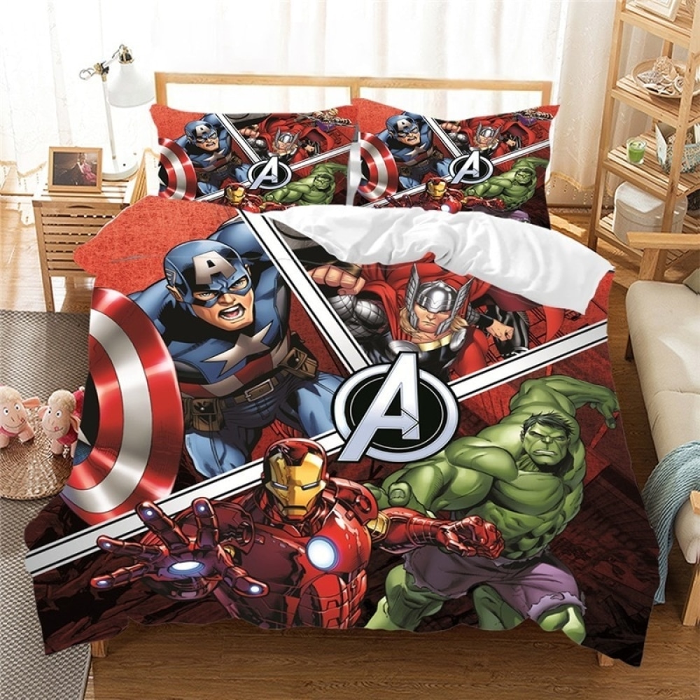 Parure de lit rouge Iron Man, Captain America et Hulk 41461 e2ec2d
