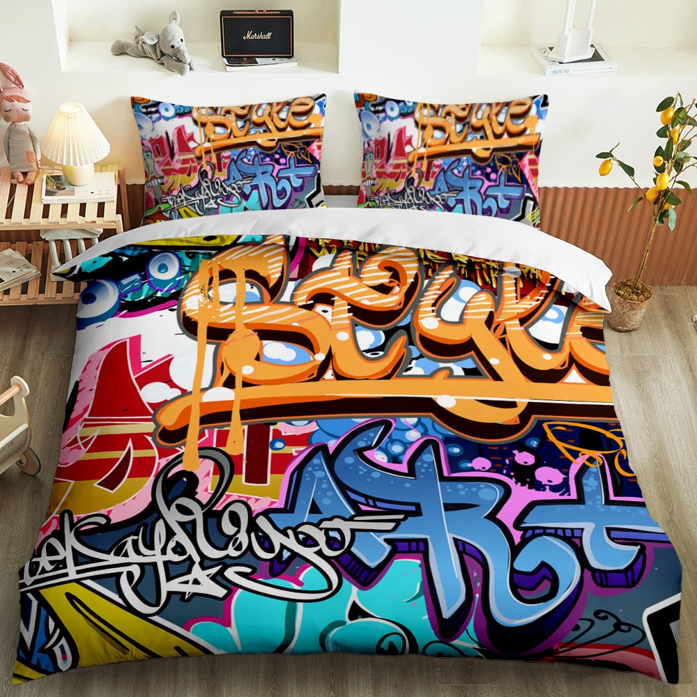 Parure de lit Hip Hop avec graffiti coloré 42498 5bc88b