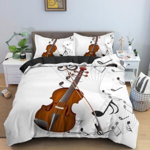 Parure de lit blanche violon. Bonne qualité, confortable et à la mode sur un lit dans une maison
