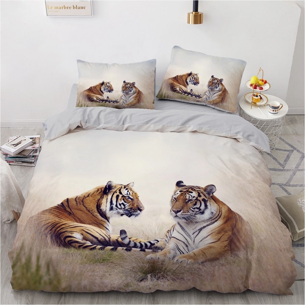 Parure de lit couple tigre roux assis 43311 a19b62