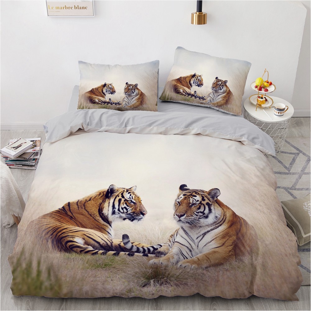 Parure De Lit Couple Tigre Roux Assis Ma Parure