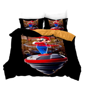 Parure de lit Mario tourbillon. Bonne qualité, confortable et à la mode sur un lit dans une maison