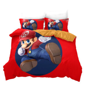 Parure de lit Mario qui saute. Bonne qualité, confortable et à la mode sur un lit dans une maison