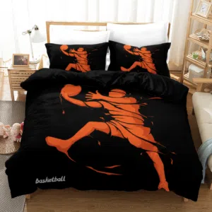 Parure de lit joueur de basketball noir et orange