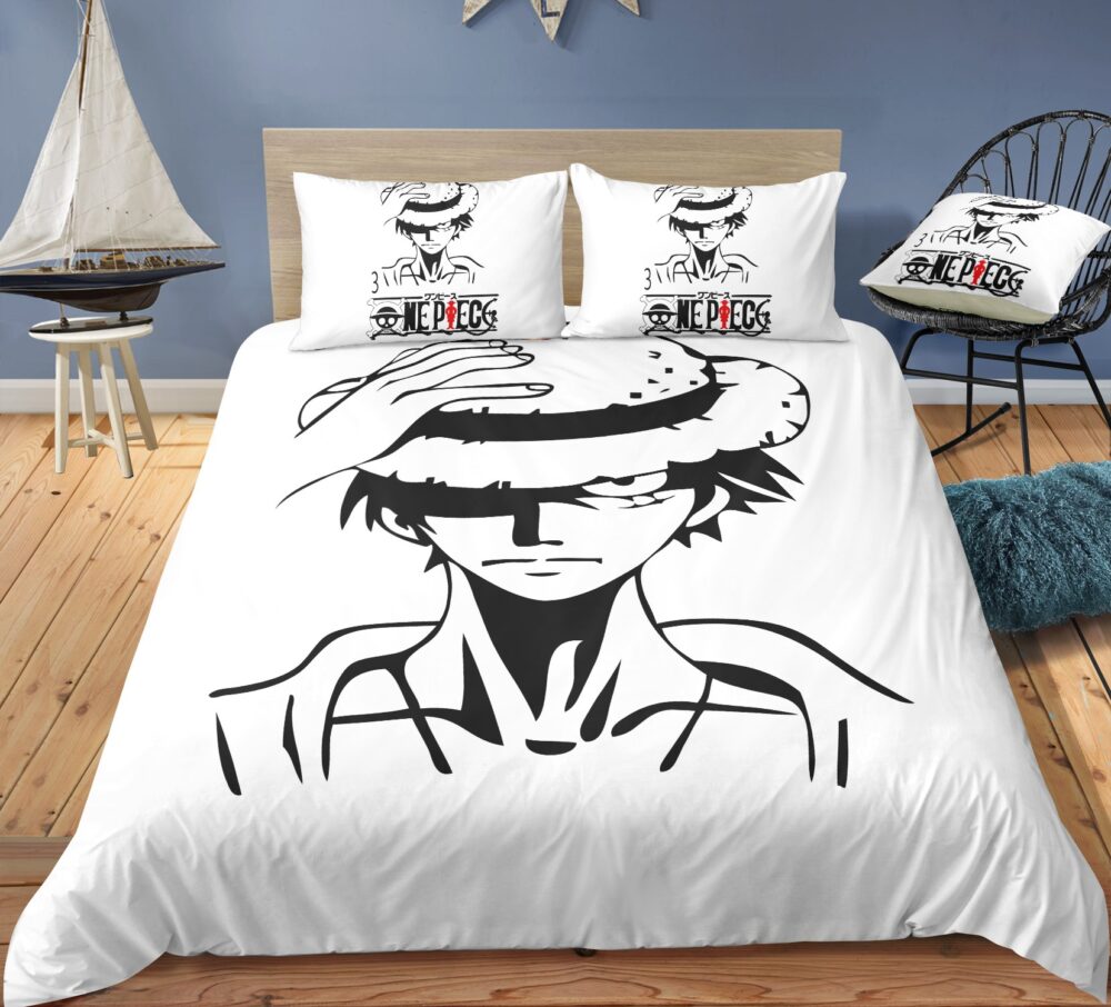 Parure de lit One Piece en noir et blanc 4 housse de couette imprimee en 3 d de haut variants 3