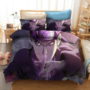 Parure de lit Naruto au regard fixe. Bonne qualité, confortable et à la mode sur un lit dans une maison