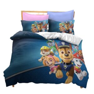 Parure de lit bleue Pat patrouille. Bonne qualité, confortable et à la mode sur un lit dans une maison