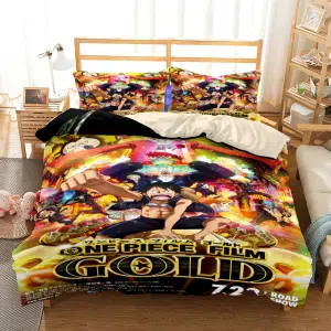 Parure de lit One Piece du film Stampede. Bonne qualité, confortable et à la mode sur un lit dans une maison