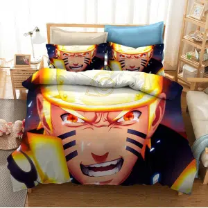 Parure de lit Naruto en mode ermite. Bonne qualité, confortable et à la mode sur un lit dans une maison