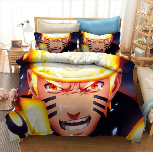 Parure de lit Naruto en mode ermite. Bonne qualité, confortable et à la mode sur un lit dans une maison