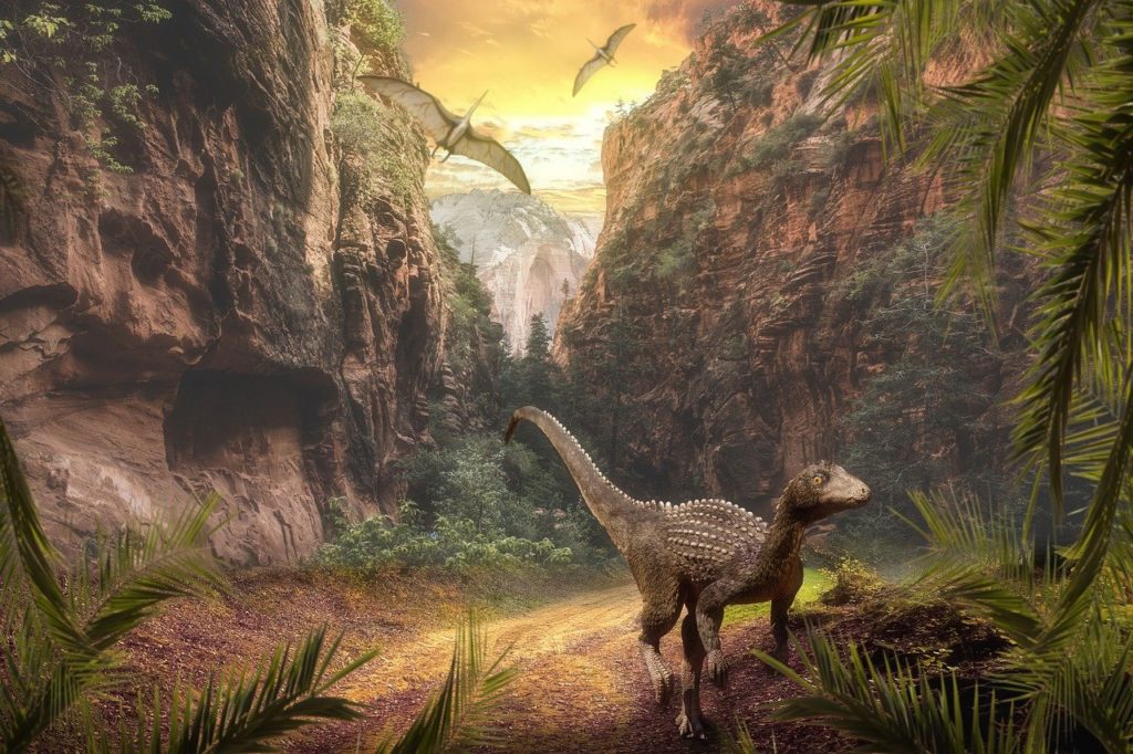 Parure de lit avec un dinosaure Velociraptor landscape g5b78face4 1280