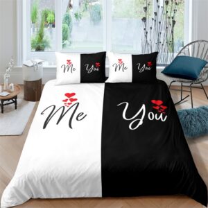 Parure de lit noir et blanc Me & You;