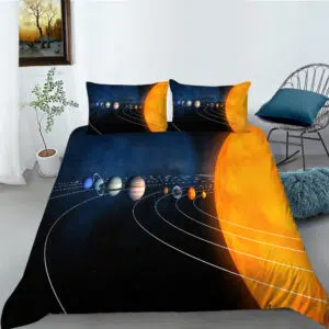 Parure de lit des planètes dans l'Espace. Bonne qualité, confortable et à la mode sur un lit dans une maison