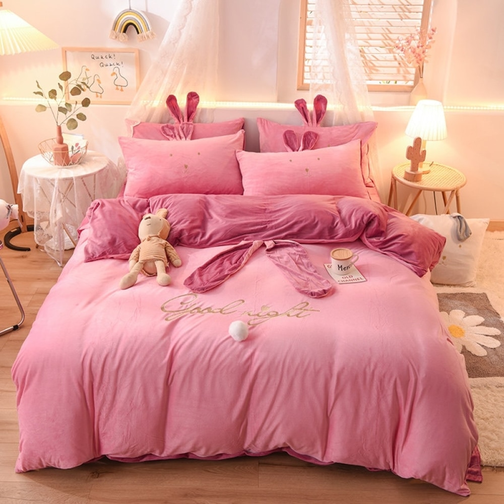 Parure de lit rose avec inscription good night 46236 ddb35b
