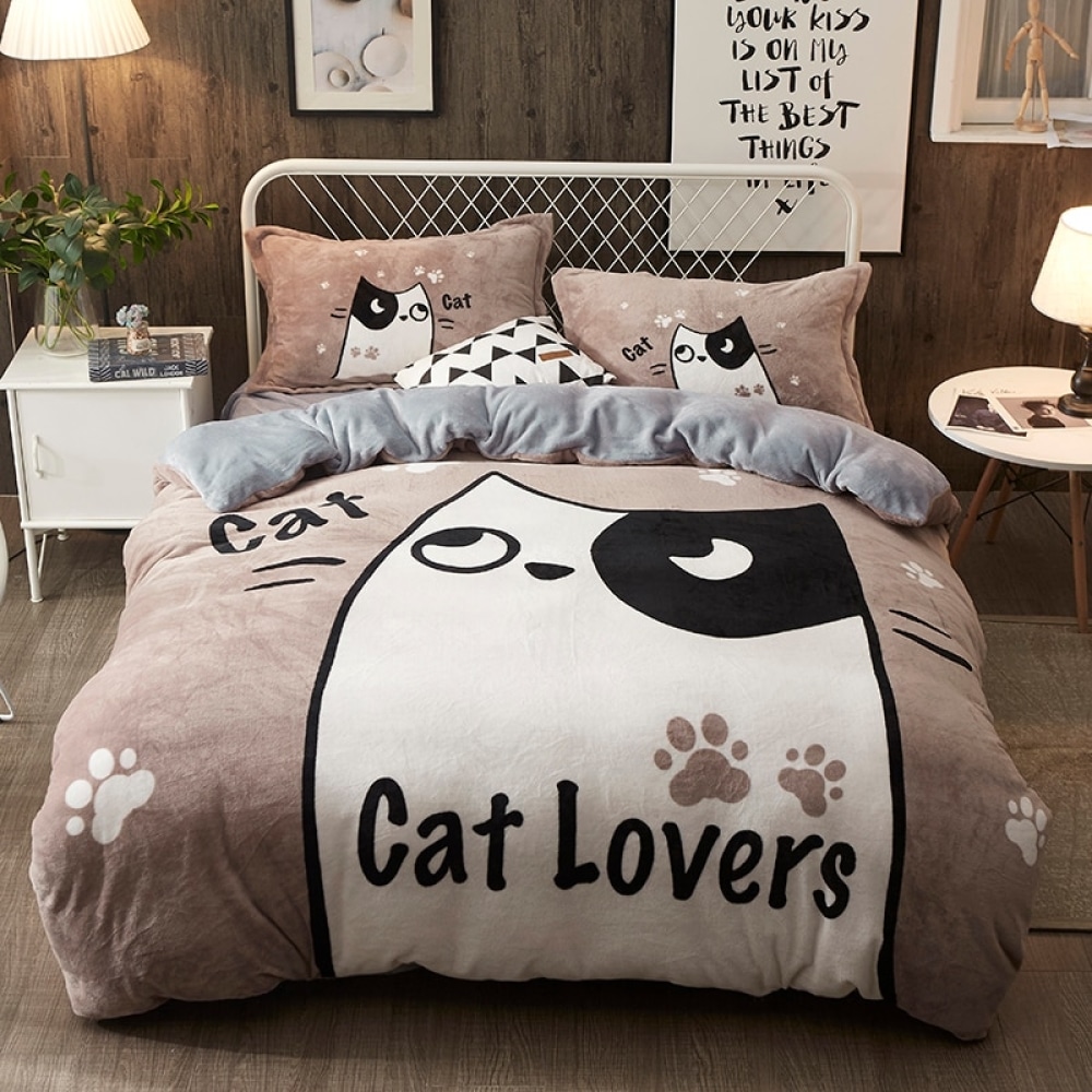 Parure de lit cat lover grise 47502 2c58a7