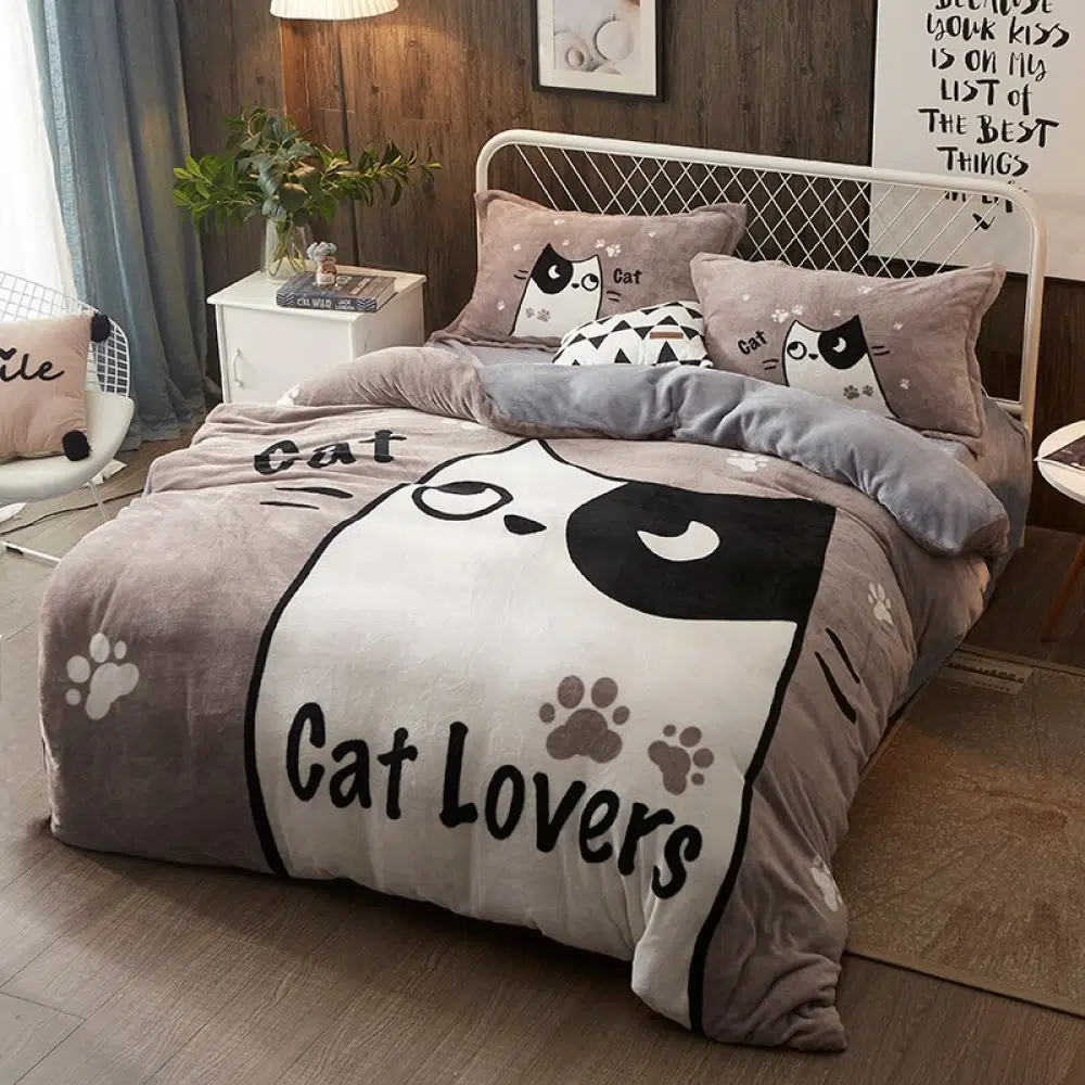 Parure de lit cat lover grise 47502 921737