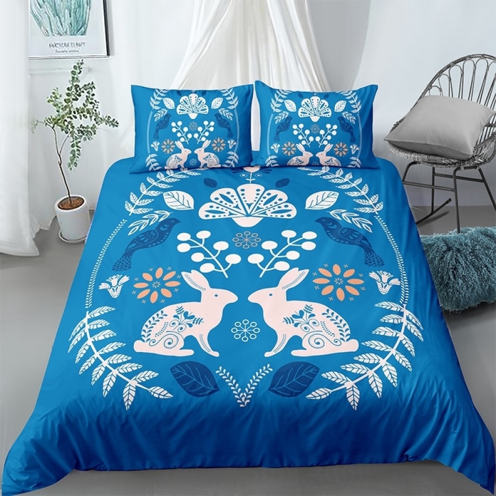 Parure de lit bleue motif lapins 47721 a8667c