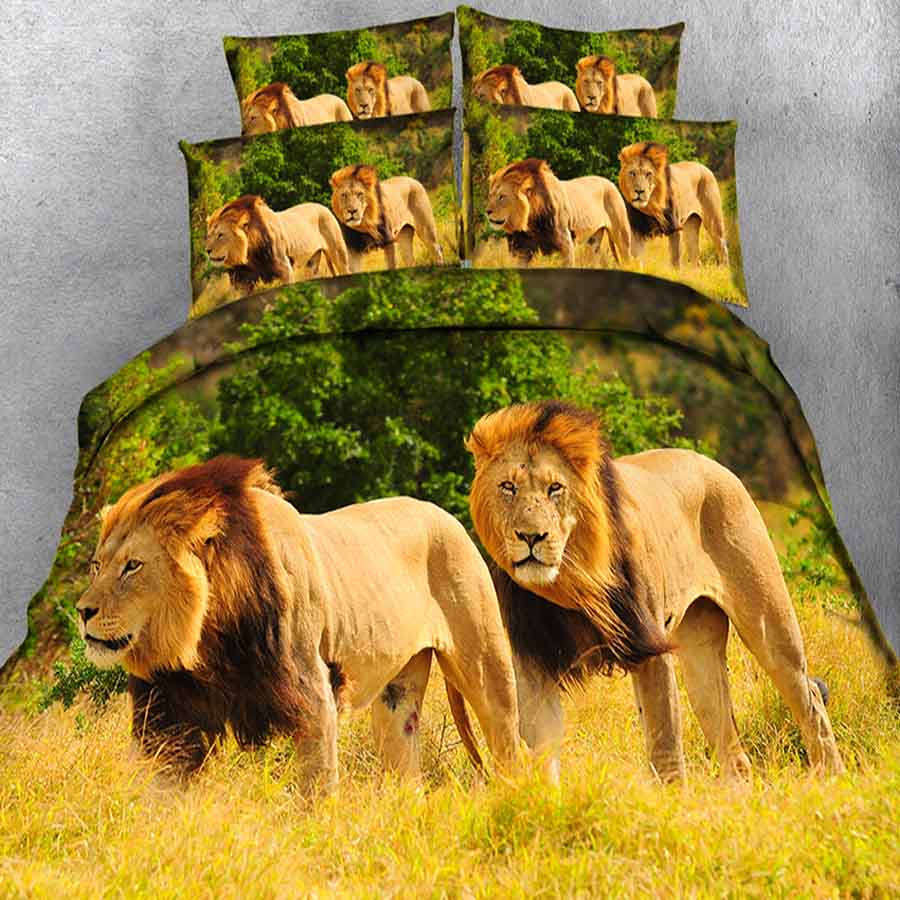 48350-ff5cec.jpg Parure de lit avec imprimé lions. Bonne qualité, confortable et à la mode sur un lit