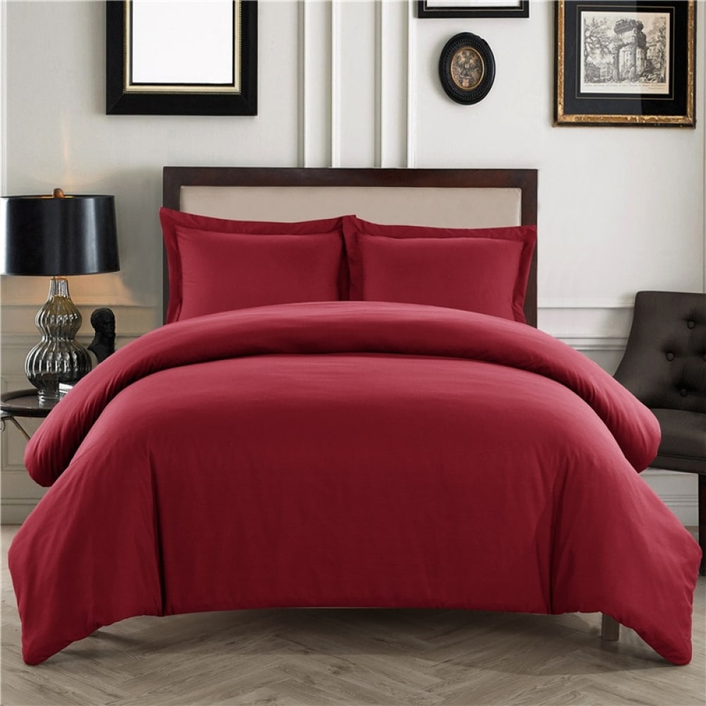 Parure de lit unie rouge confortable 51700 608b3a