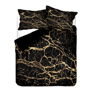 Parure de lit marbre noir et or. Bonne qualité, confortable et à la mode sur un lit dans une maison